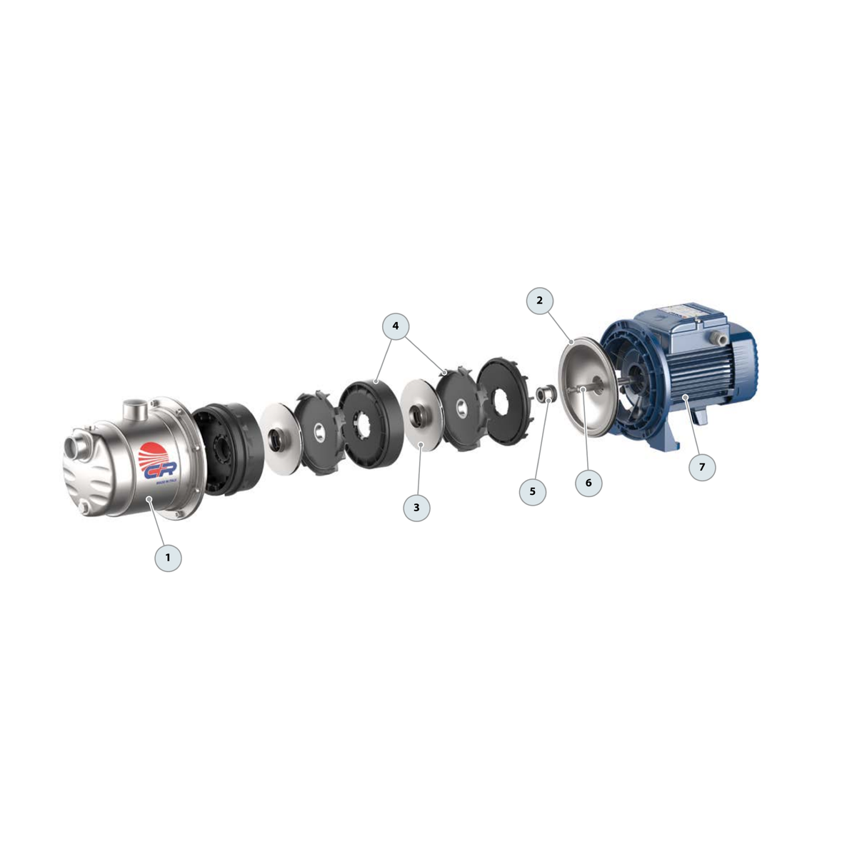 Bomba Centrífuga Multietapa (Agua Potable/Silenciosa) Inox 304 0,6 HP PEDROLLO 3CRm80 (220V) - 1" x 1"