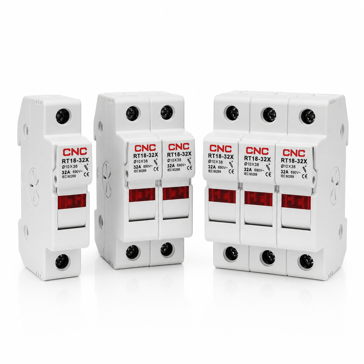 Portafusible Modular 10×38 mm 32 A 1P con Indicador LED CNC RT18-32X