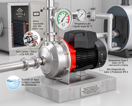Bomba Centrífuga Acero Inoxidable 0,75 HP LEO AMSm 120/0,55 220V (1¼" x 1")