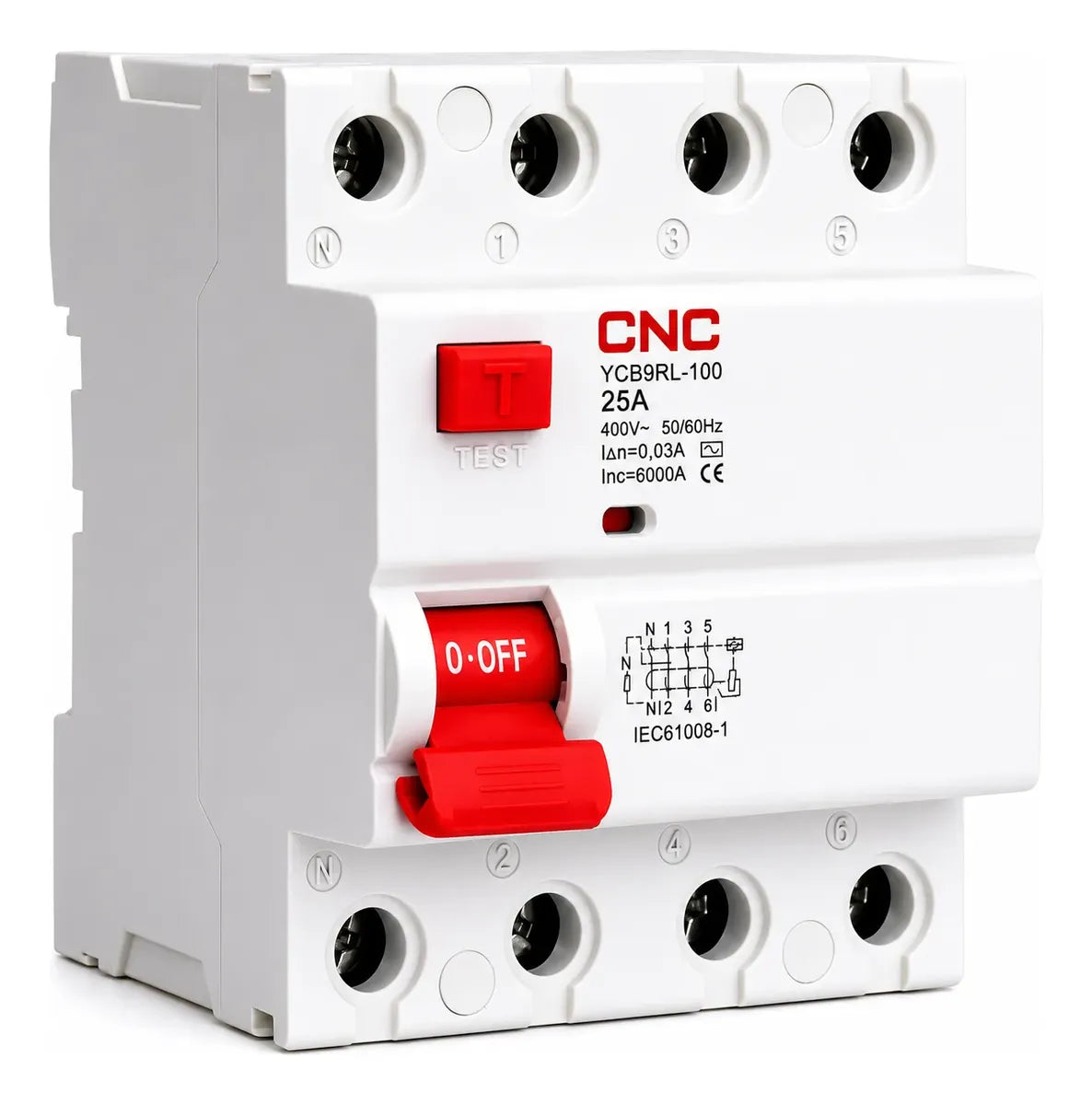 Interruptor Diferencial RCCB 2P 25 A 30 mA Tipo AC 6 kA 230 V CNC