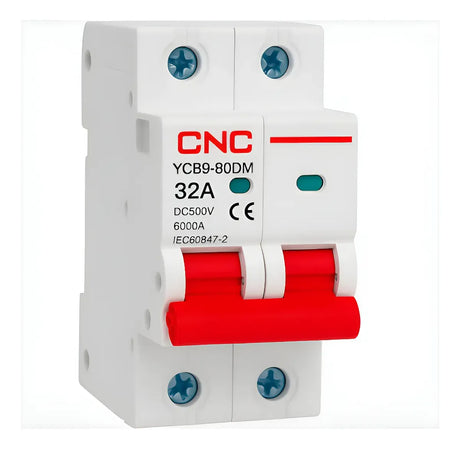 Interruptor Termomagnético DC 2P 20 A 500 V DC 6 kA CNC YCB9-80DM