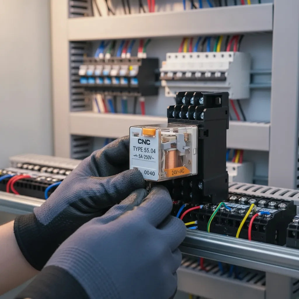 Relé Electromecánico CNC 55.04 de 14 Pines 24 V DC 4CO 5 A