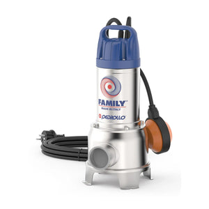 Bomba Sumergible Drenaje INOX (Aguas Sucias/Vortex) 0,7 HP PEDROLLO FAMILY (230V) - 1 1/2"