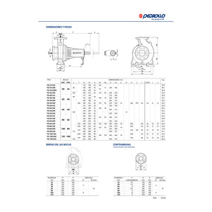 Bomba Centrífuga Eje Libre (Normalizada EN 733) PEDROLLO FG 32/160A - Requiere Motor 4 HP - Brida DN50 x DN32