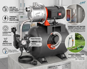 Kit Hidroneumático Doméstico 1,0 HP LEO EKJ-802SA5 220V (20L)
