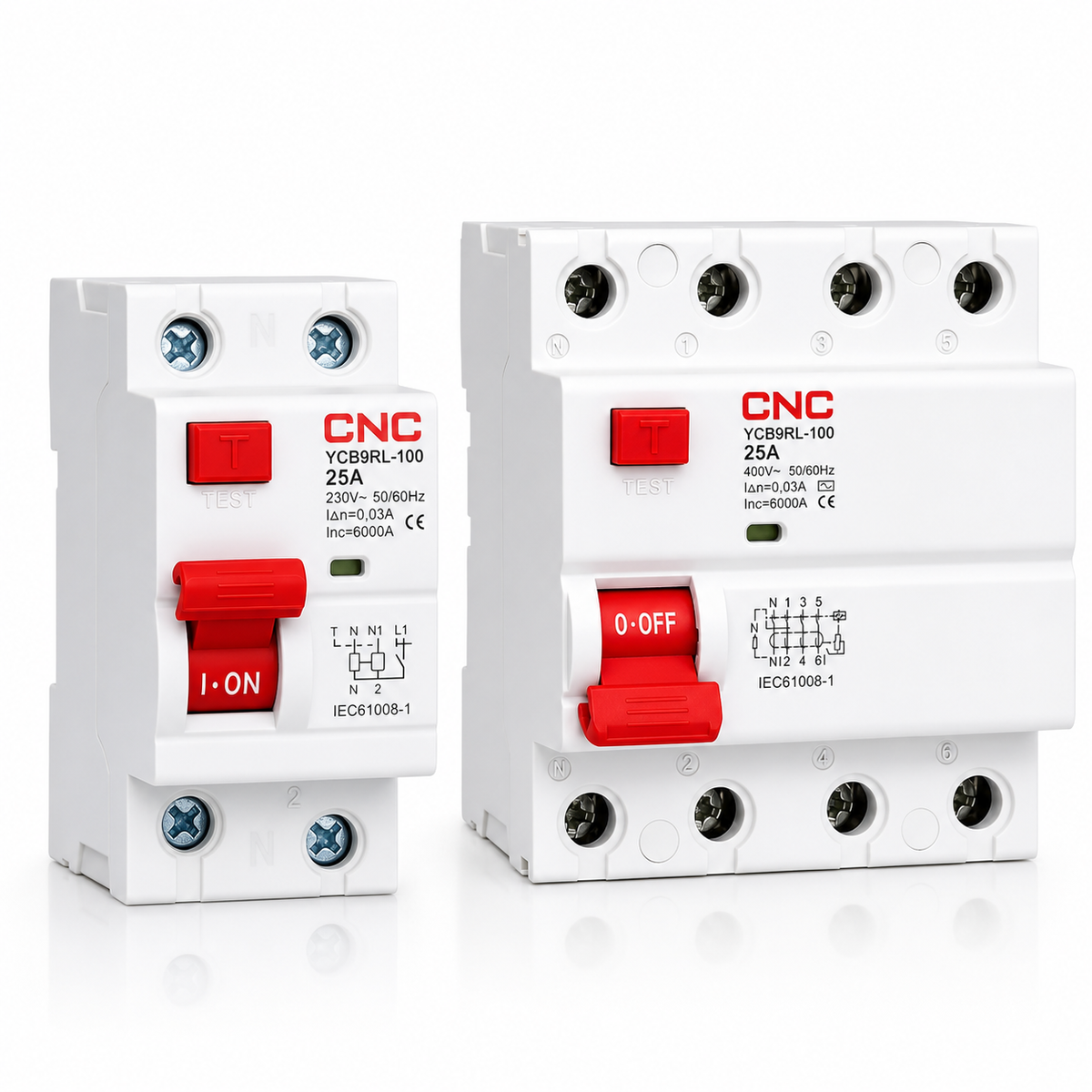 Interruptor Diferencial RCCB 2P 25 A 30 mA Tipo AC 6 kA 230 V CNC